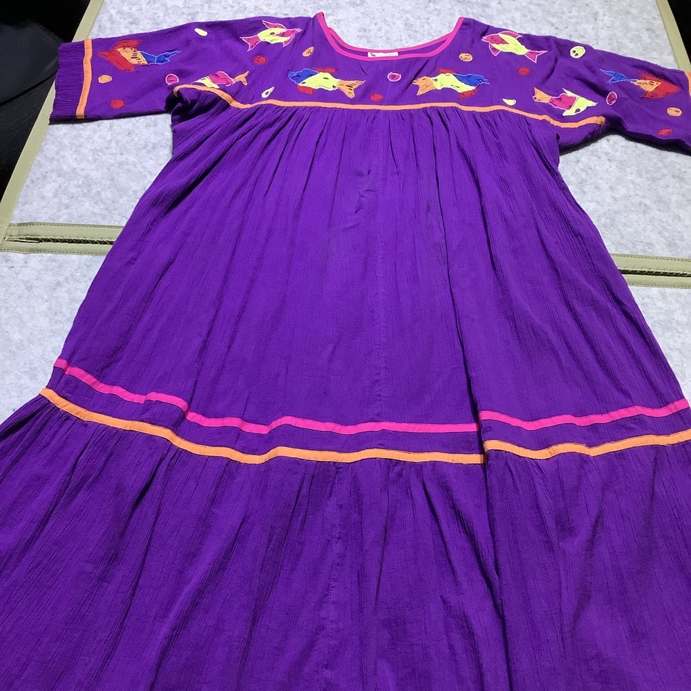 Go Softly Vibrant Purple Dress with Fish Appliqué